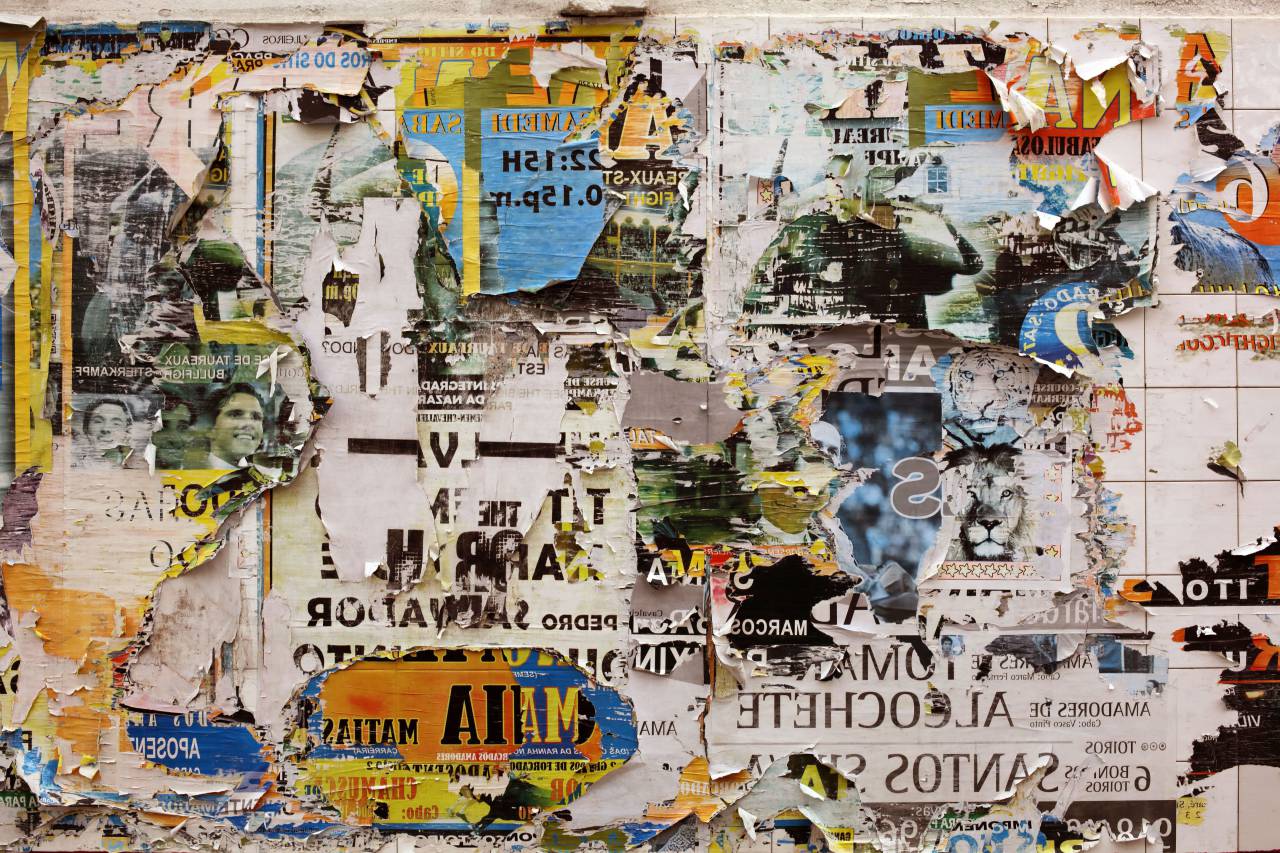 pared, cartel, folleto, papel,