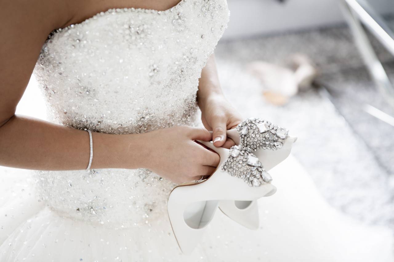 Boda, matrimonio, novia, vestido, blanco, zapatos, gente, mujer,
