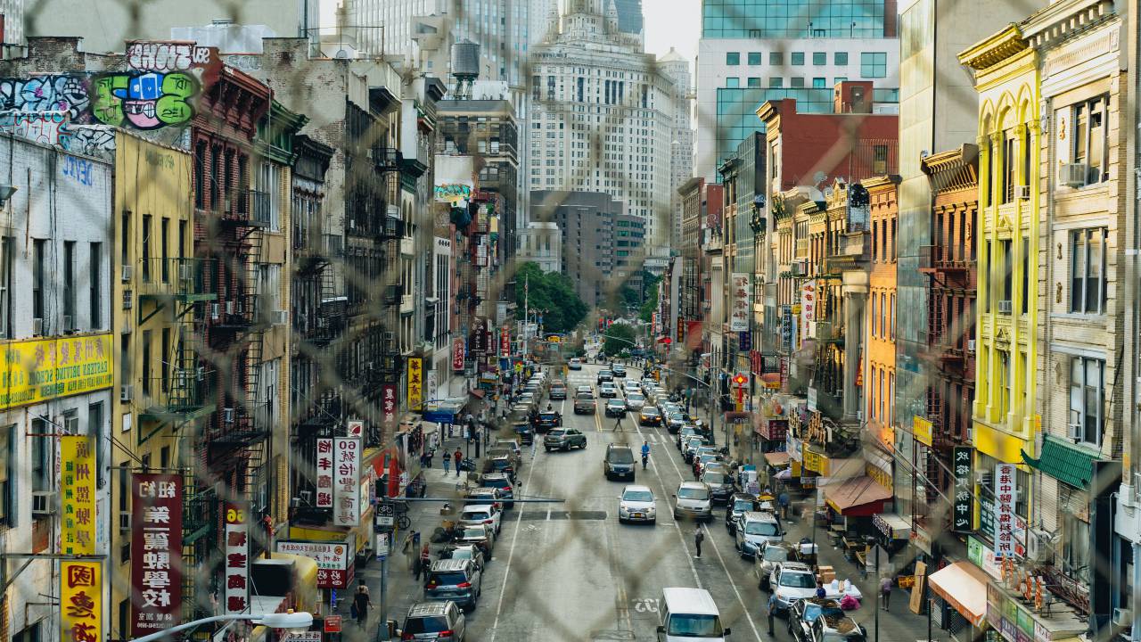 city, downtown, view, chinatown, asian, new york, street, cars, traffic, buildings, storefronts, business, urban, usa, america, district, landmark
, 