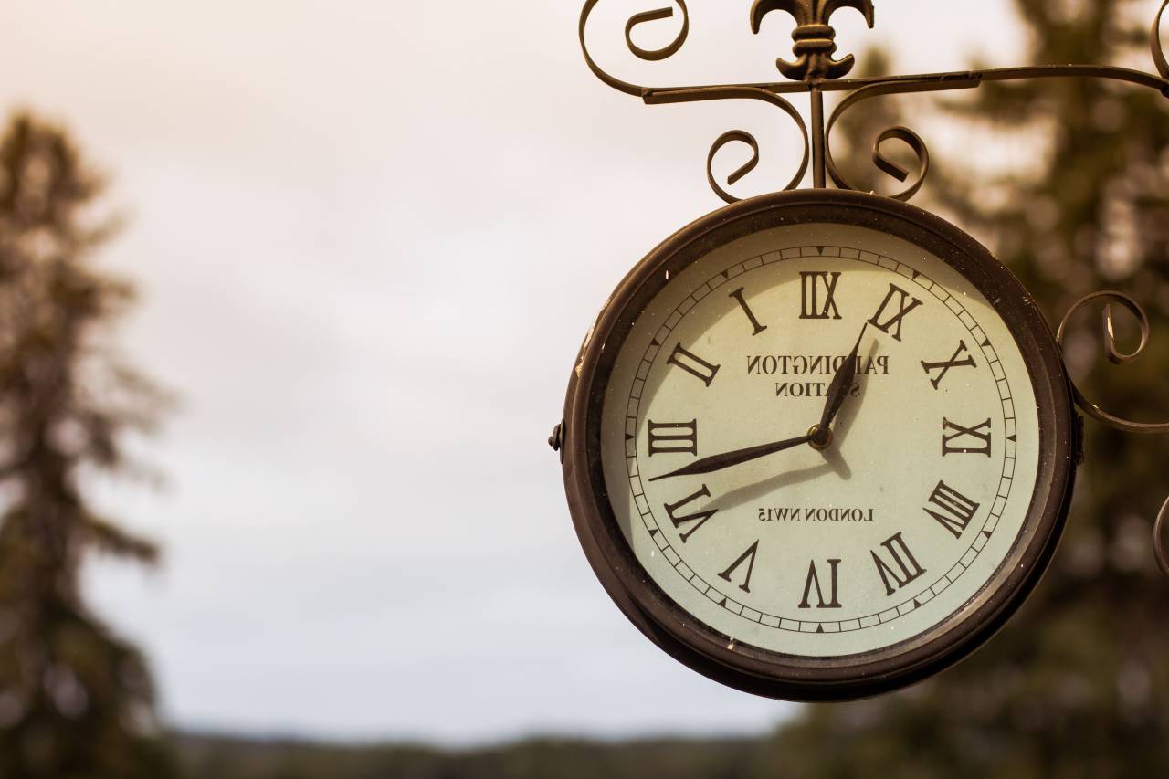 Reloj, tiempo, estación de tren, transporte,