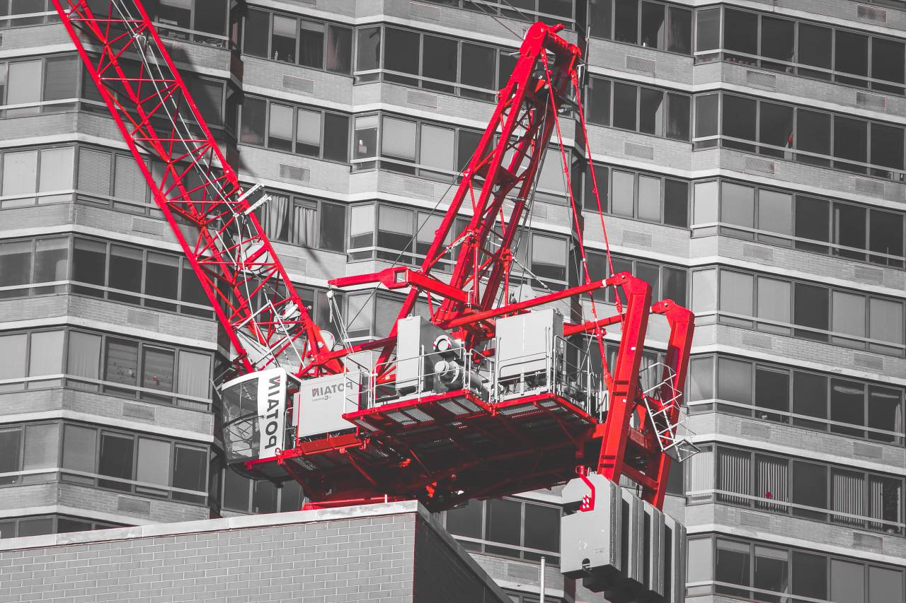 construcción, grúa, arquitectura, Nueva York, ciudad de Nueva York, blanco y negro, edificios,