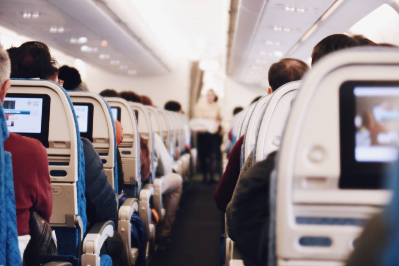 aerolínea, avión, cabina de pilotaje, gente, interior, pasajeros,