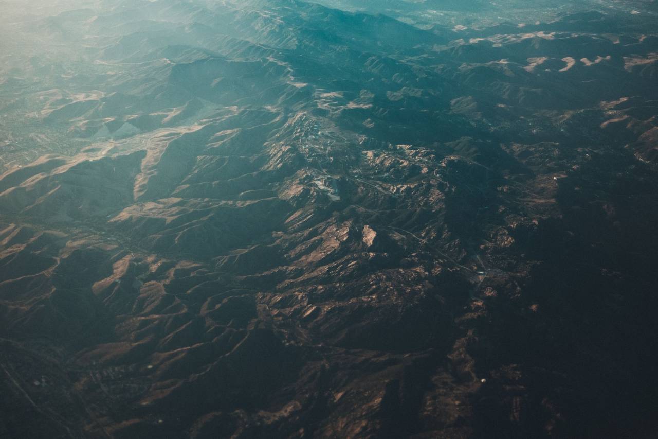 Montañas, picos, antena, vista, paisaje, naturaleza,