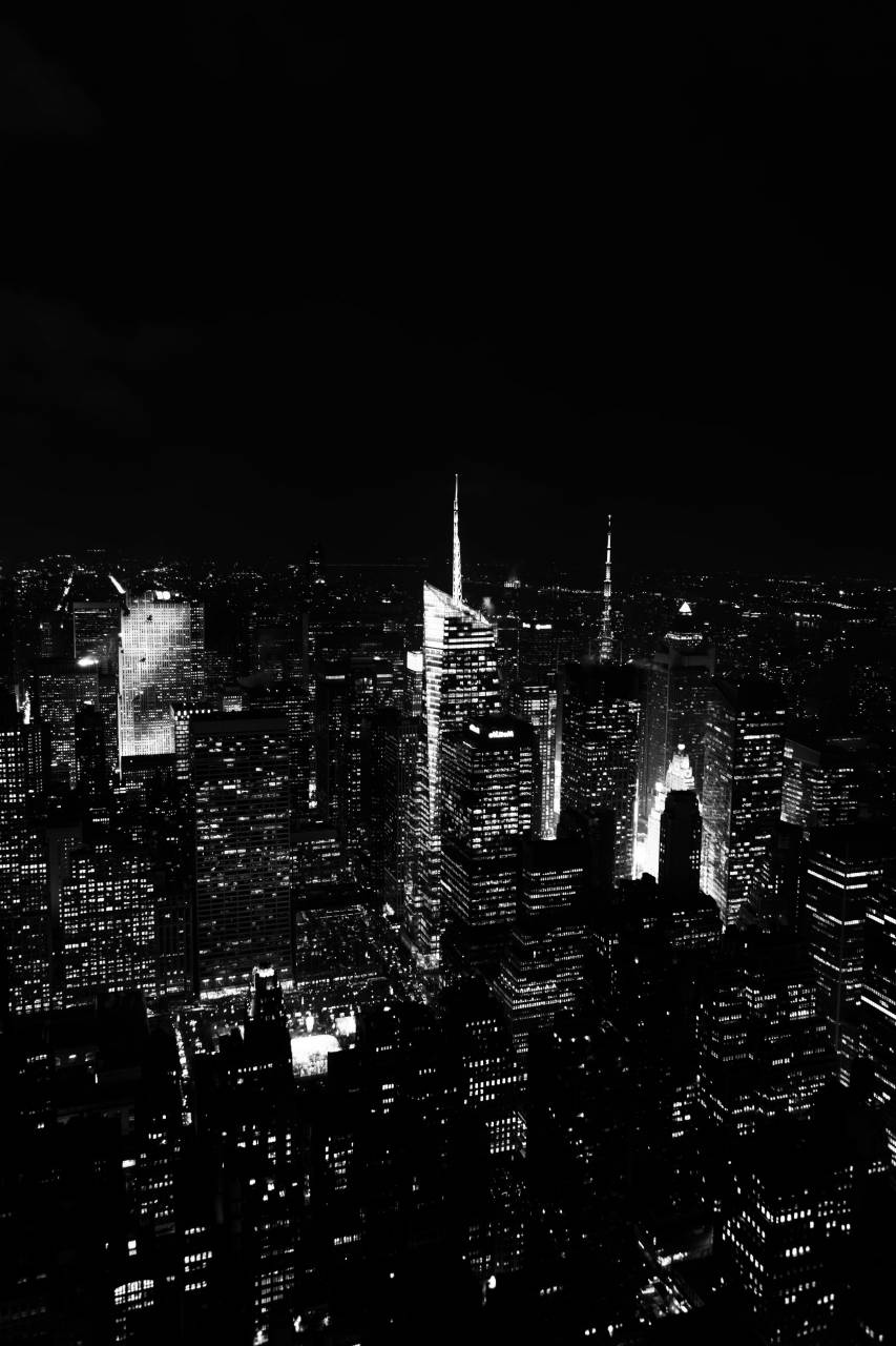 night, dark, buildings, architecture, aerial, view, rooftops, New York, NYC, city, urban, black and white, towers, high rises, skyscrapers
, 