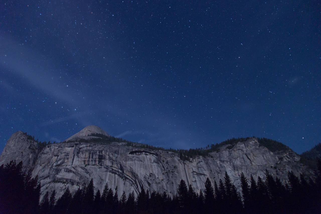 noche, cielo, estrellas, tarde, montañas, árboles, naturaleza, al aire libre,