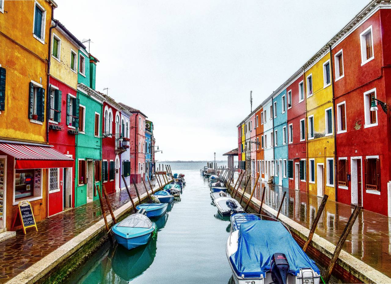 Paisaje urbano, Burano, Venecia, Italia, Colorido, Casas, Canales, Arquitectura, Escénico, Frente al mar, Histórico, Isla, Pintoresco, Turismo, Europeo, Fondos de pantalla 4k, Fondos de pantalla HD, 