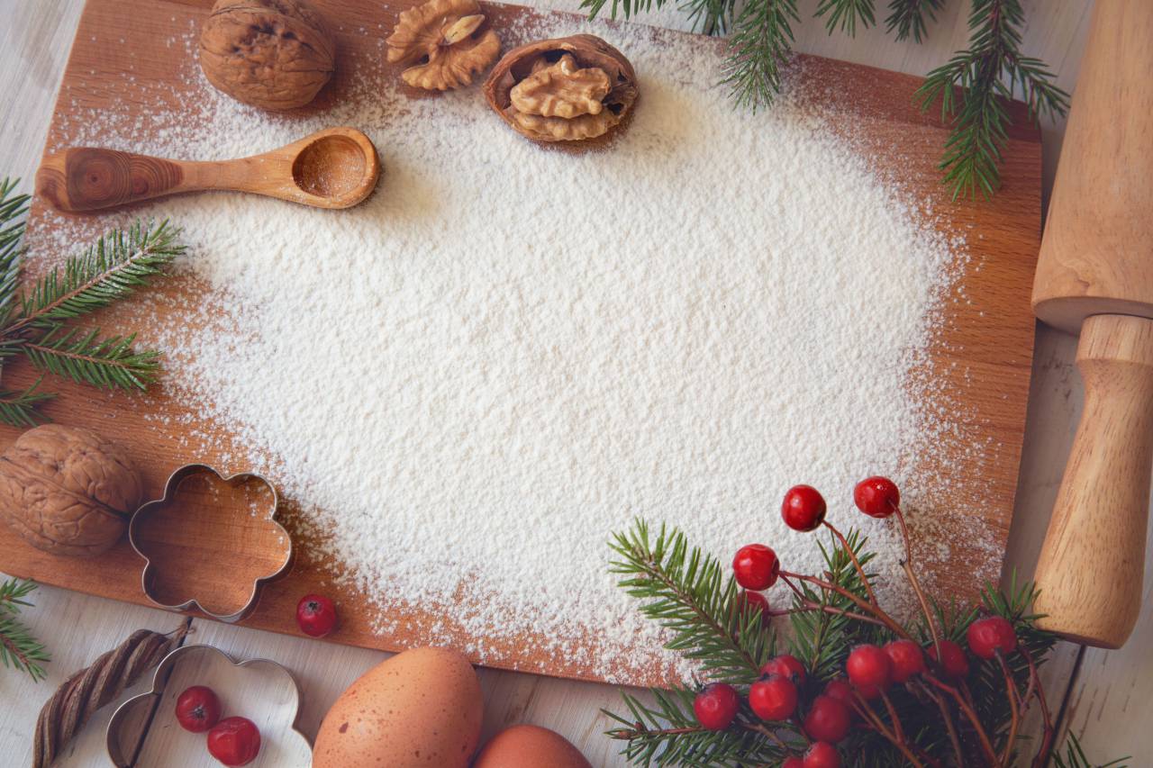 christmas, flour, ornament, cooking, food, cookies, wooden table, eggs, cookie mold, mold, no people, 