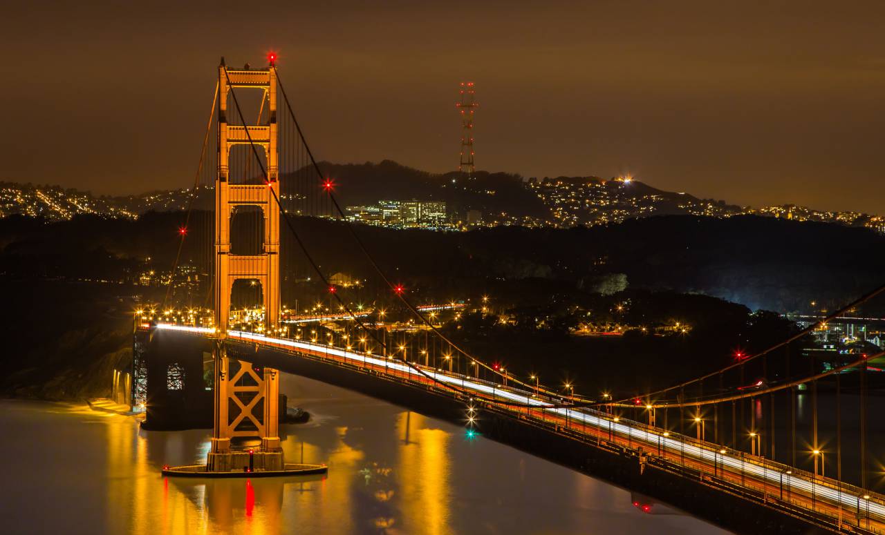 night, landmark, architecture, bridge, usa, bay, ocean, travel, city, sky, california, blue, structure, tourism, sunset, tower, sea, pacific, famous, water, francisco, tourist, red, america, golden, san, fog, skyline, gate, attraction, cable, suspension, sunrise, urban, cityscape, historic, beach, orange, lights, nature, coast, evening, san francisco, hill, american, historical, cloud, downtown, transportation, engineering, 