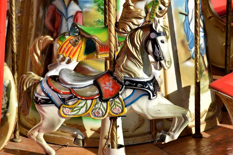horse, carousel, mechanism, carnival, ride 