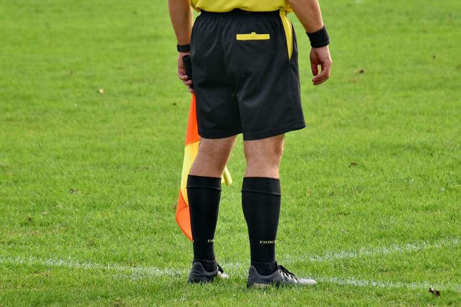 competition, field, flag, football, green 