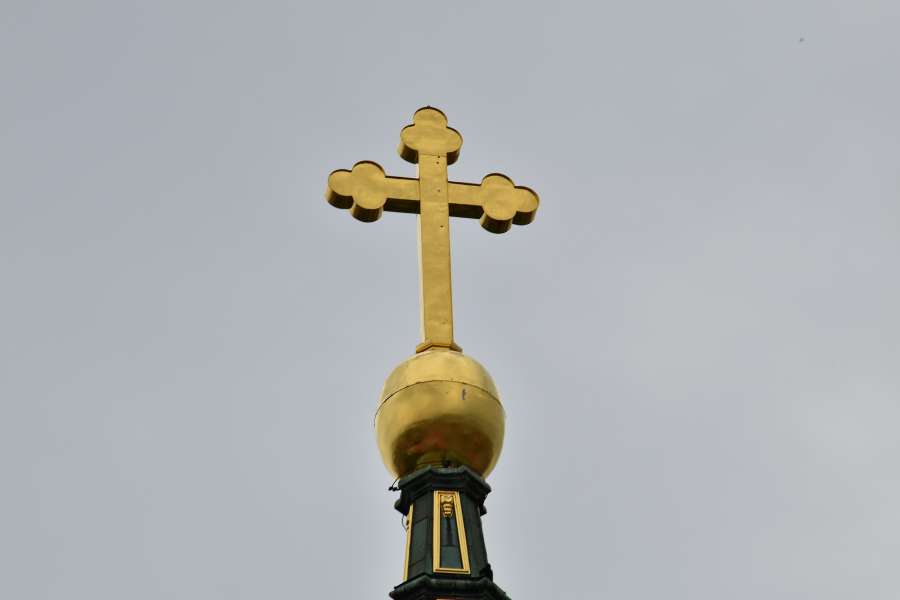 christianity, church tower, cross, gold 