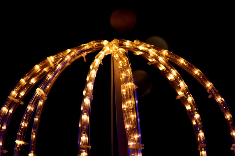 electricity, lights, lines, wires, arch, art 