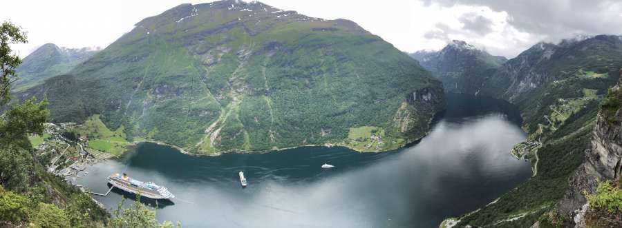 cruise ship, high land, hilltop, panorama 