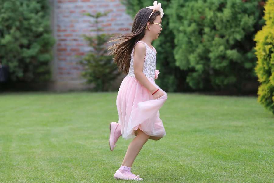 pretty girl, childhood, playful, running 