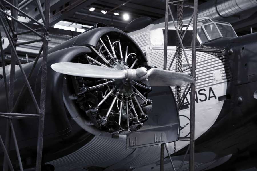 motor de avión, instalación, fábrica, industria