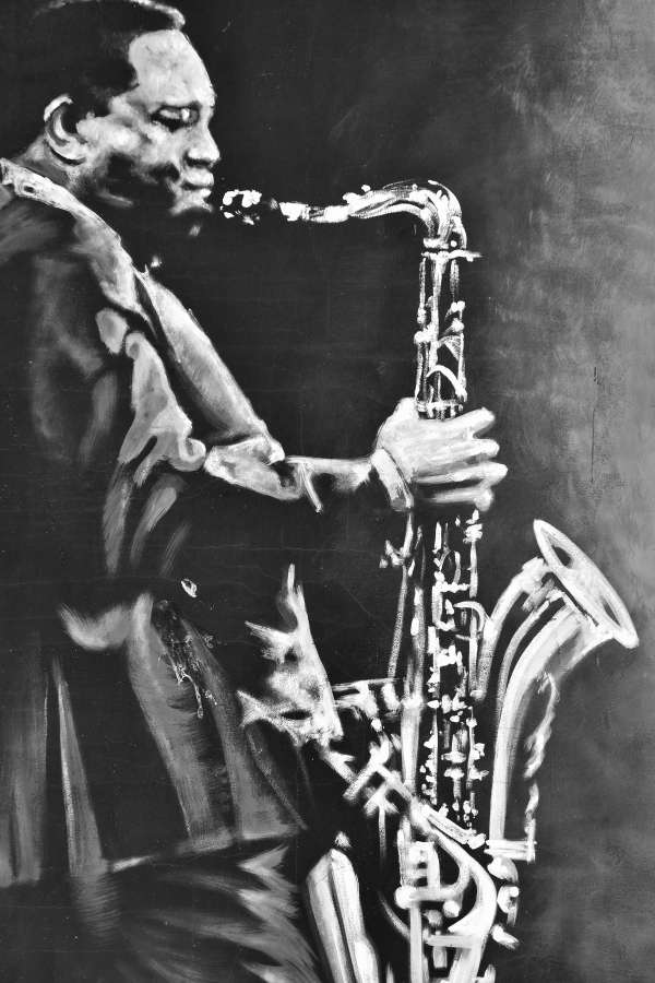 graffiti, man, melody, saxophone, music 