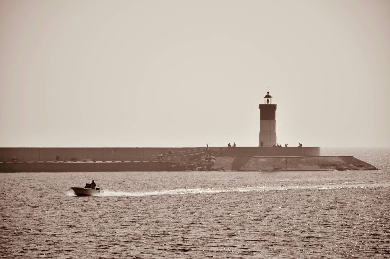 boat, sailing, lighthouse, sea, ocean, nautical, coast, travel, maritime, navigation, water, landscape, beacon, vessel, adventure, horizon, scenery, 