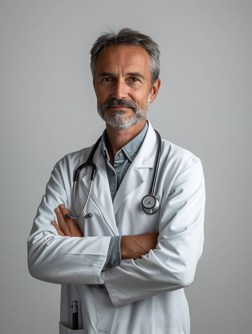 Doctor, Brazos cruzados, Cámara, Profesional, Médico, Atención sanitaria, Confiado, Retrato, Atuendo, Serio, Oficina, Clínica, Experiencia, Médico, Uniforme, 