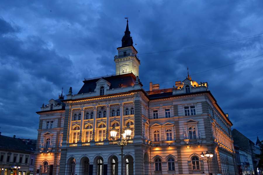 city hall, facade, night, architecture 