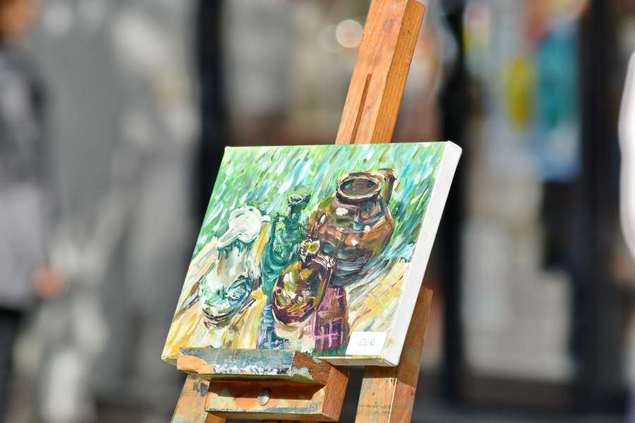 fine arts, frame, painting, street, city 