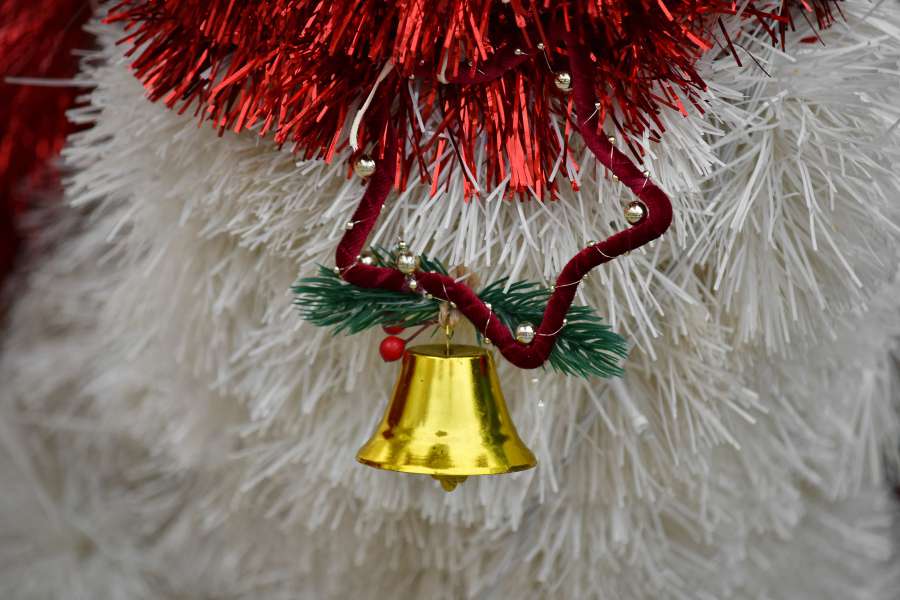 bell, christmas, decoration, golden glow 