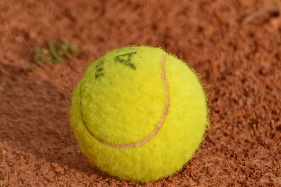 ball, greenish yellow, tennis court, tennis 