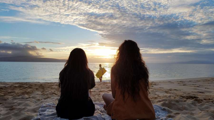 beach, enjoyment, evening, friends, pretty 