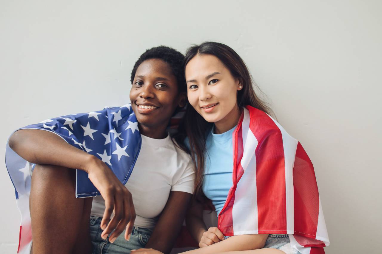 USA, America, flag, independence, July4, patriotic, celebration, freedom, stars, stripes, holiday, national, pride, red, white, blue, fireworks, democracy, country, banner, liberty, people, two people, couple, July 4, 