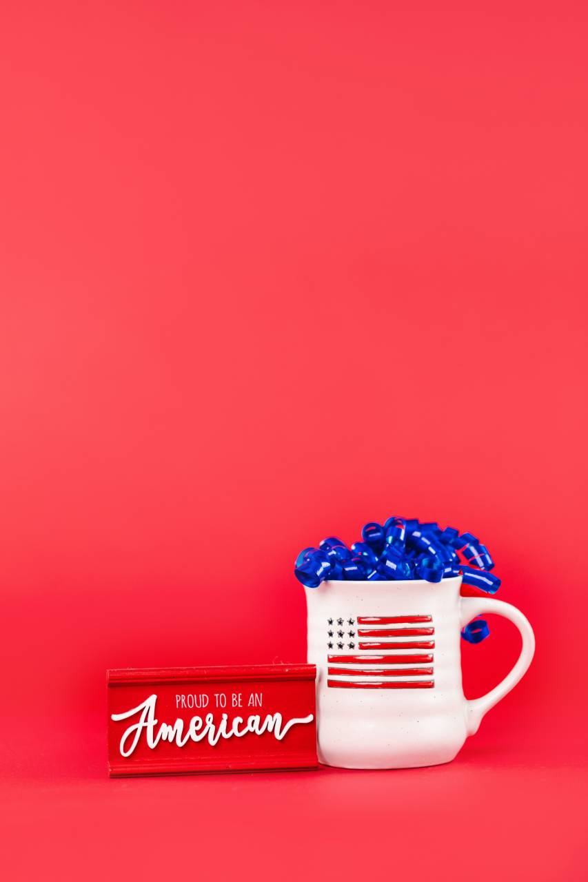 USA, America, flag, cup, coffee, mug, patriotic, stars, stripes, red, white, blue, beverage, drink, symbol, independence, freedom, national, pride, ceramic, design, 4th of July Independence Day, July 4, 