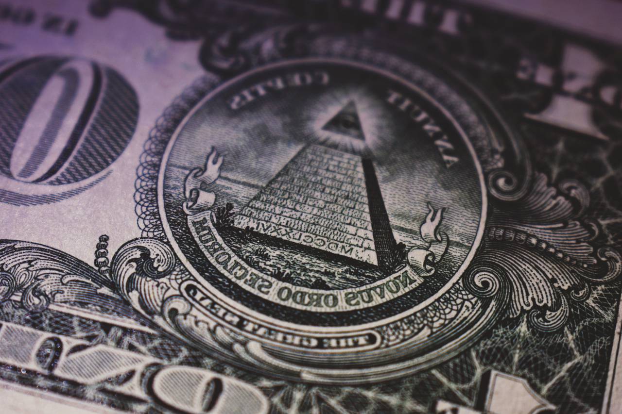 Pyramid on 1 Dollar Bill, Symbolism, Illuminati, Masonic, Freemasonry, Esoteric, All-Seeing Eye, Mystical, Conspiracy Theories, Iconic, American Currency, Pyramid Symbol, Spiritual Significance, Secret Societies, Monetary Design, Enigmatic, Cultural Icon, Historical Context, Visual Allegory, National Identity, 