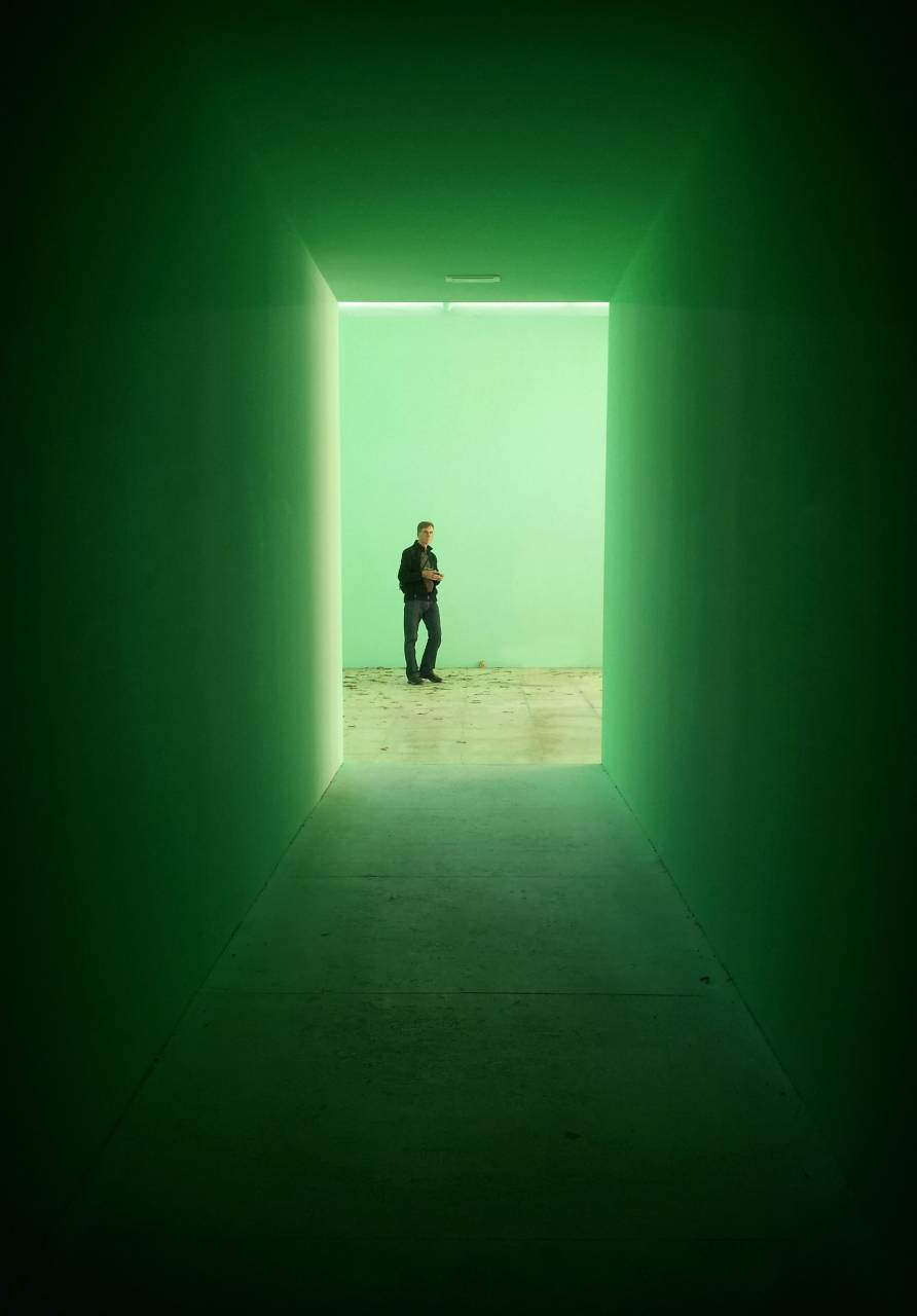 hombre;verde;corredor,hombres,interiores,una persona,adulto,oscuro,pared,característica del edificio,empresario,soledad,habitación doméstica,suelo,mujer,