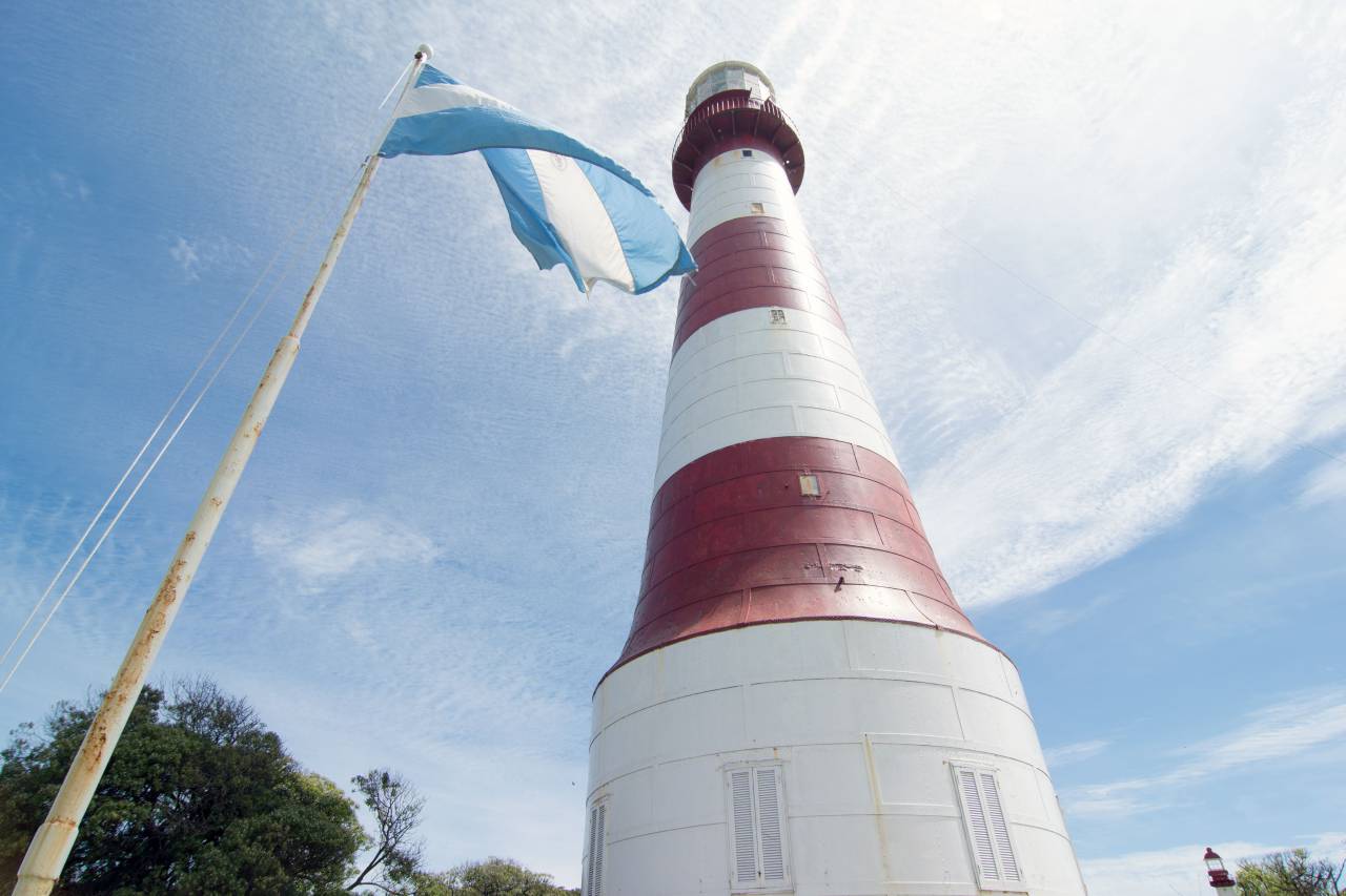 Punta Mogotes, Lighthouse, Mar del Plata, City, Coast, Shore, Buenos Aires, Province, Argentina, Latin America, Architecture, Outdoors, Landmark, Famous Place, Summer, Day, tourism, travel, tower, beautiful, coastline, navigate, station, landscape, viewpoint, flag, 