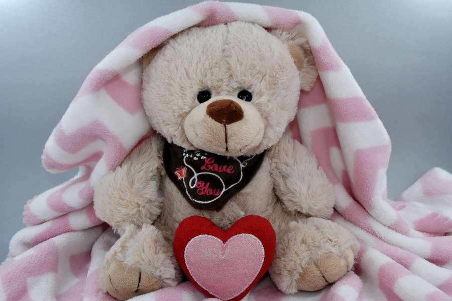 manta, muñeca, corazón, amor, mensaje, romance