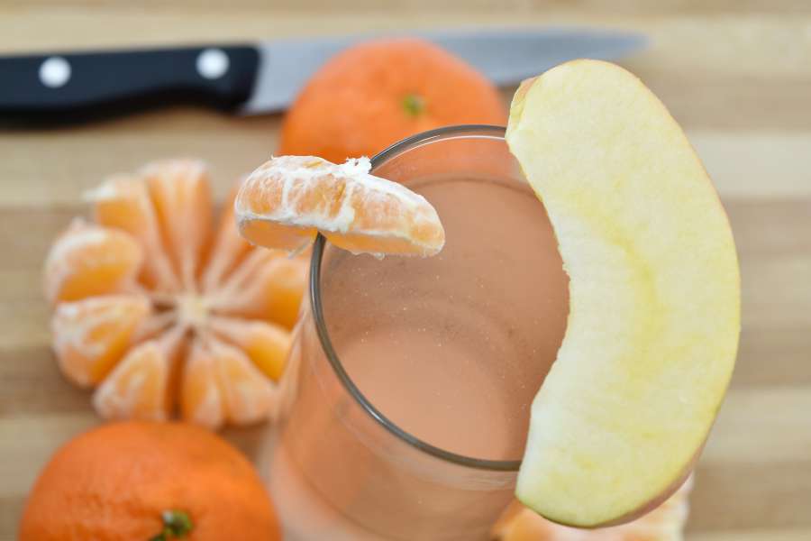 apple, breakfast, knife, mandarin, orange 
