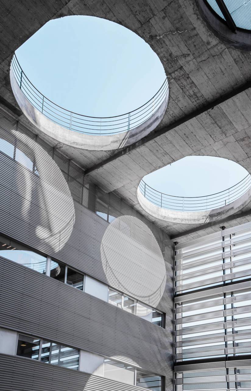 architecture, building, infrastructure, round, circle, hole, sunny, day, blue, sky
, 