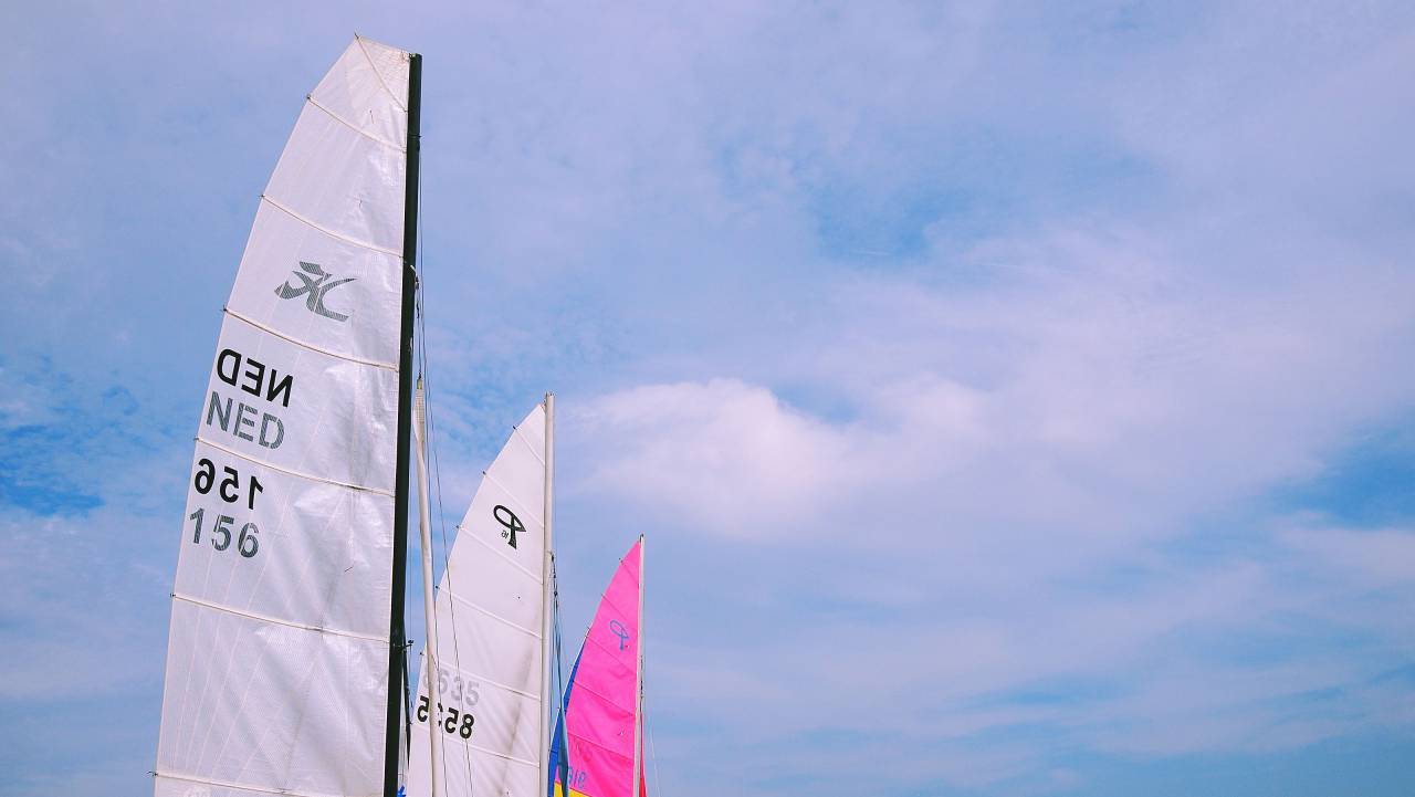 blue, sky, clouds, sailboats, sunshine, summer, ocean
, 