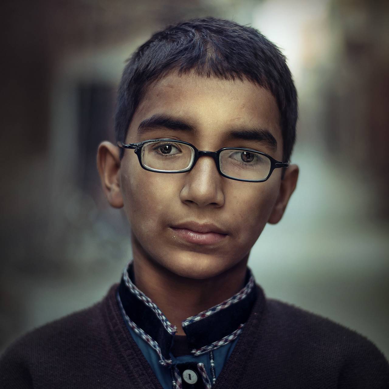 boy, portrait, glasses, eyes, dramatic, street child
, 