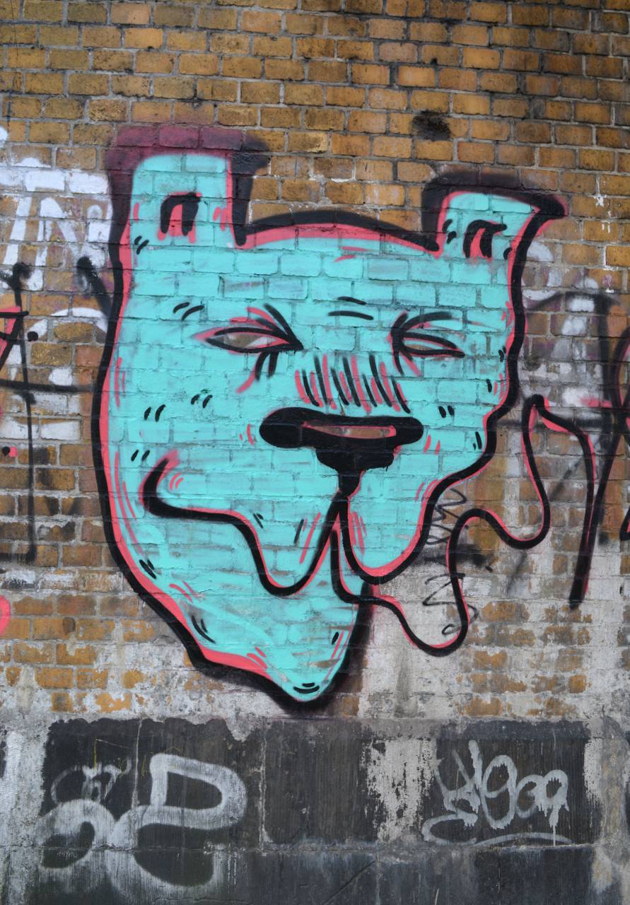 bricks, street, art, paint, airbrushed, city, building, urban, artist, wall, exterior, painting, graffiti, mural, outdoor, dog, head
, 