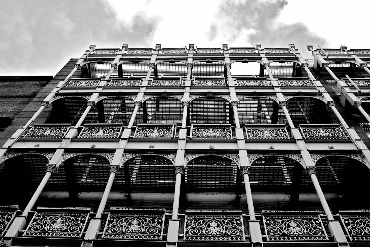 building, architecture, sky, clouds, black and white
, 