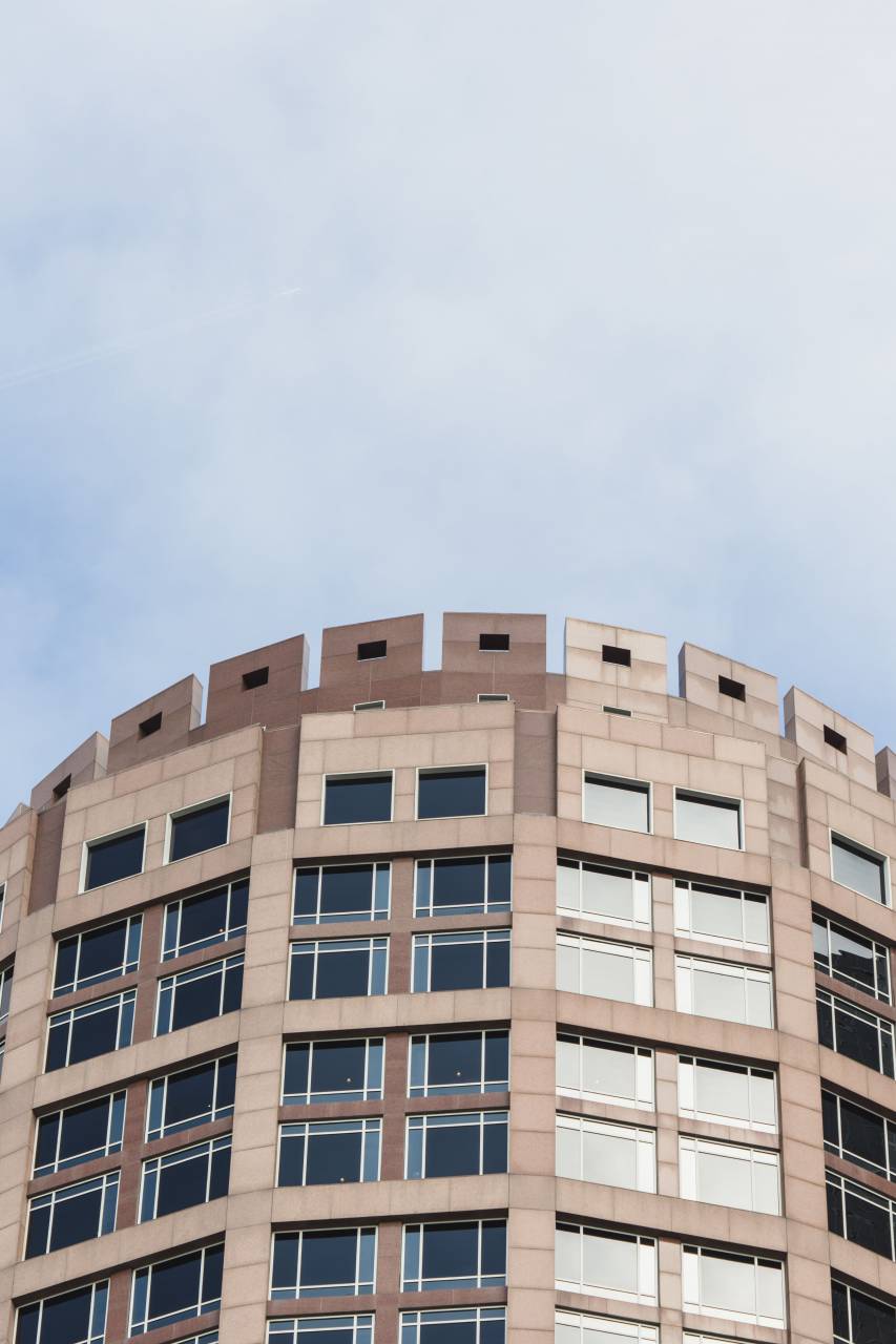 Edificio, exterior, ciudad, alto, centro de la ciudad, arquitectura, redondo, cielo, ventanas, diseño, negocios, moderno, oficina,