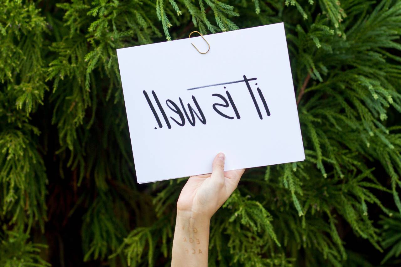 tarjeta, tablero, carta, papel, lema, mano, verde, árbol, planta, naturaleza,