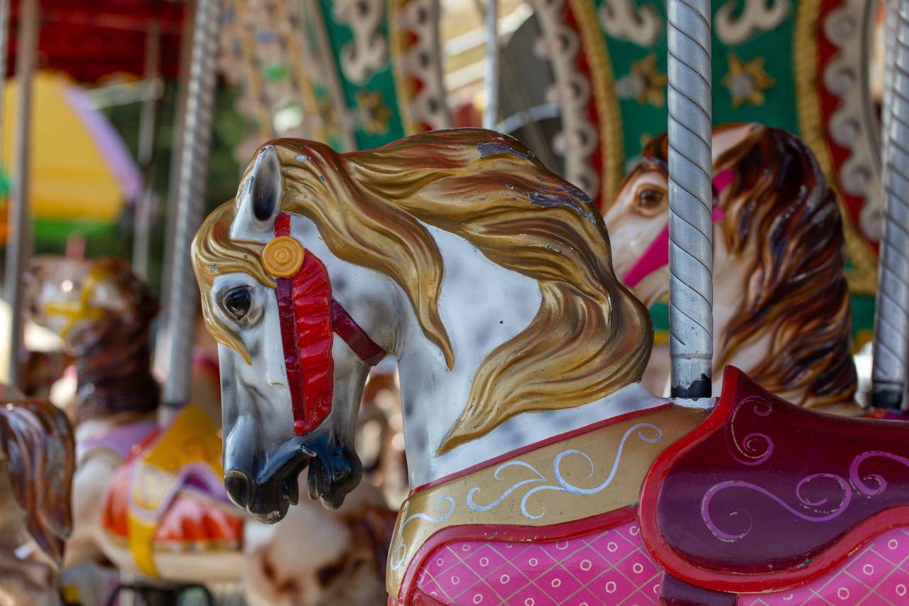 carousel, fair, ride, fun, horse, amusement, carnival, ornate, entertainment, colorful, horses, fairground, vintage
, 