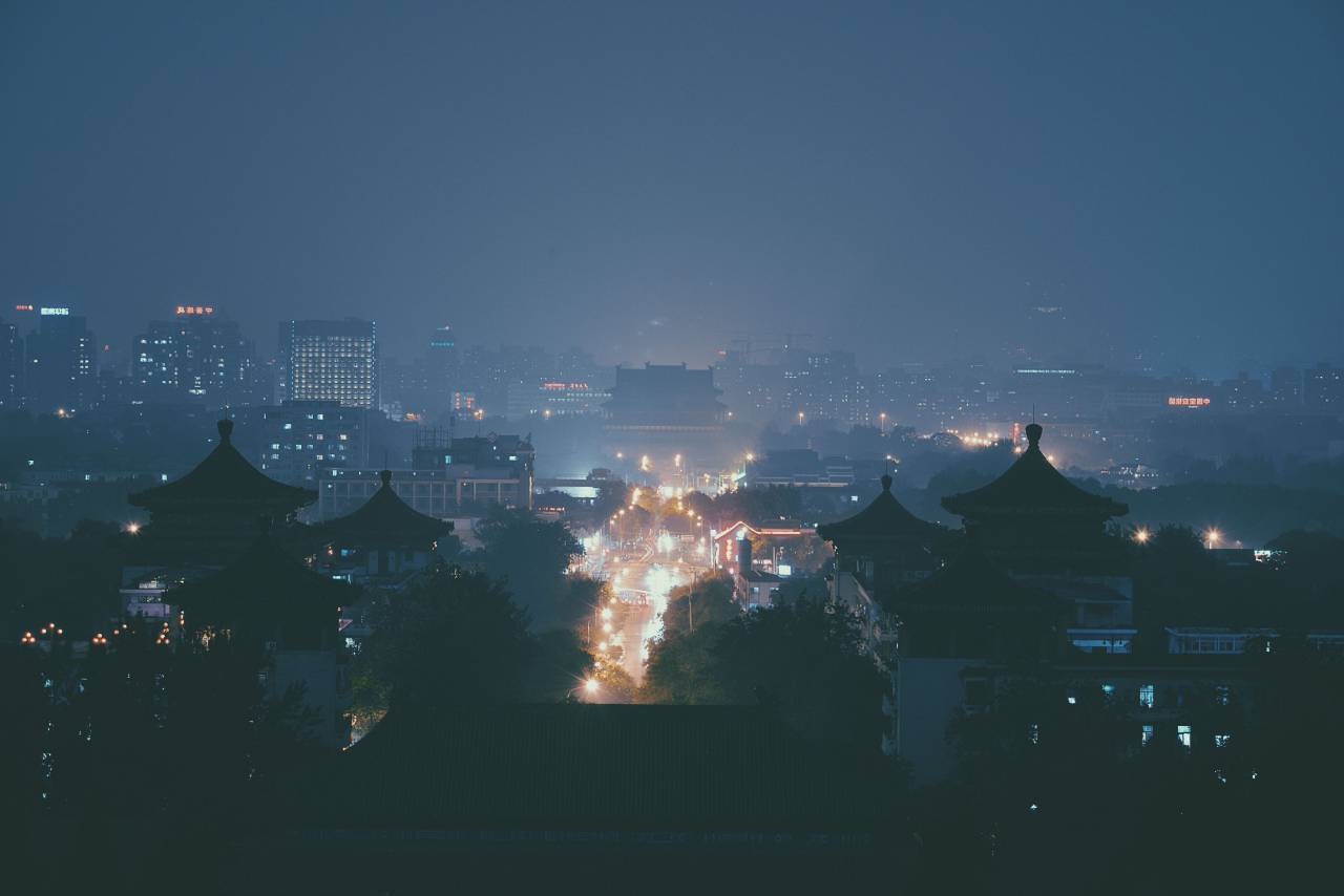 Ciudad, noche, oscuridad, noche, edificios, arquitectura, urbano, luces, cielo, cityskape,