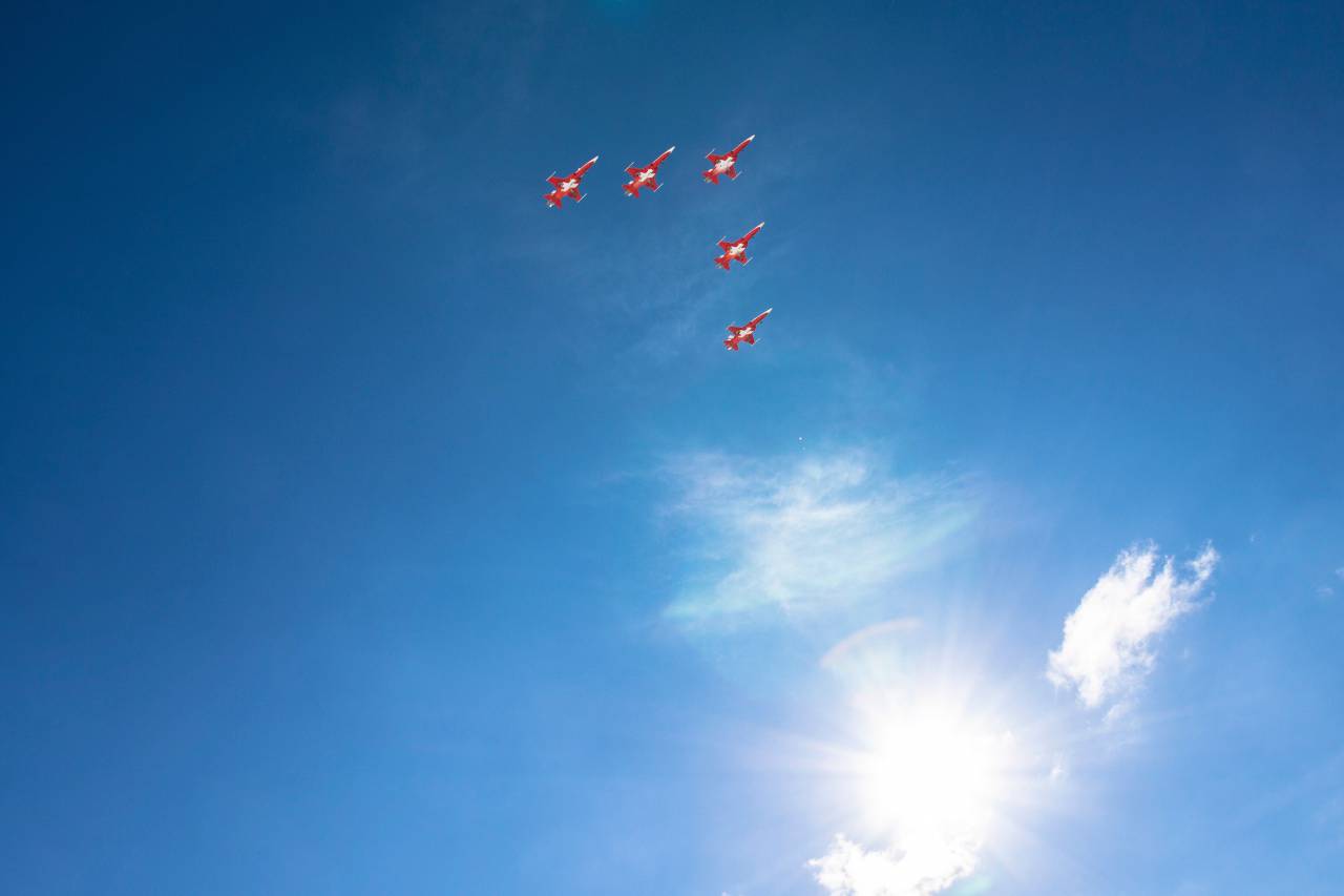 Nubes, cielo, azul, sol, avión, viaje, avión, vehículo,