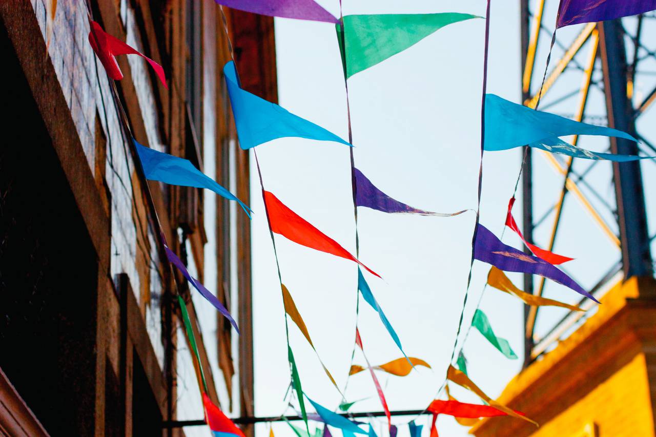 colorido, bandeiras, construção, festival, celebração, tradição,