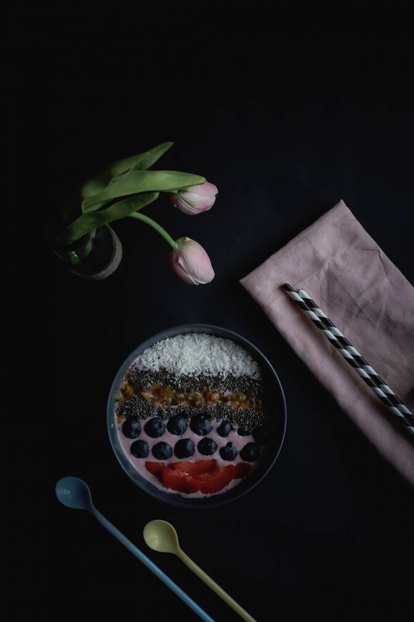 dessert, fruits, spoon, straw, food, flower, plants
, 