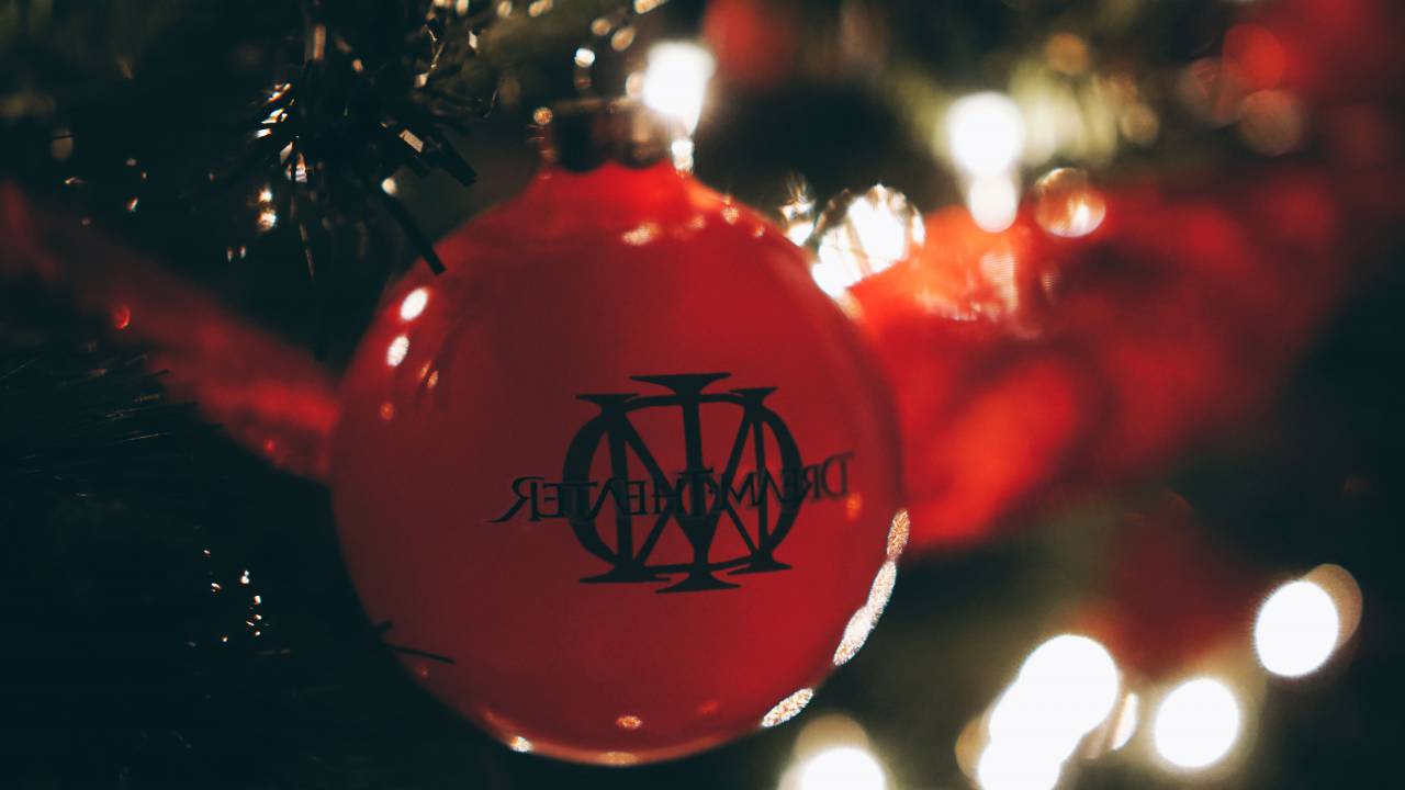 Teatro de sueños, ornamento, rojo, verde, árbol, Navidad, luces, decoración,