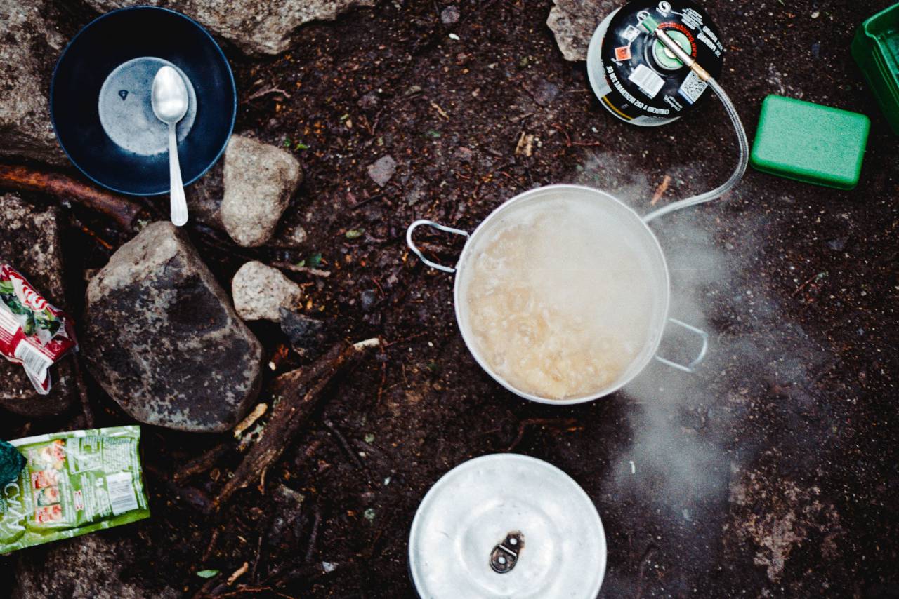 food, cook, outdoor, boil, camp, rock, spoon, utensils
, 