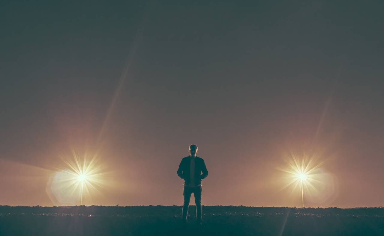 guy, man, male, people, stand, solar, flare, light, shadows, silhouette
, 