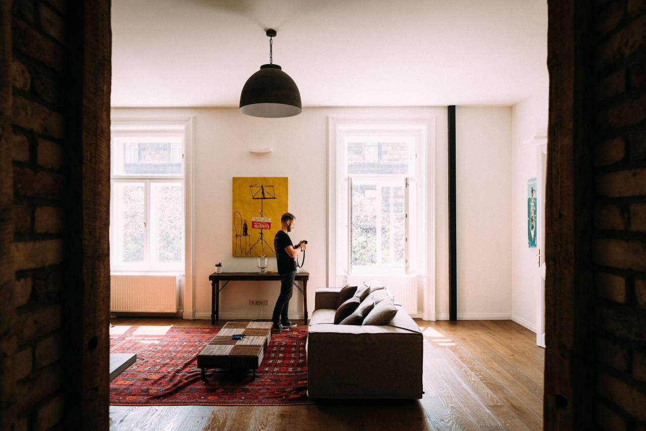 house, architecture, living room, couch, sofa, pillow, interior, people, man, guy
, 